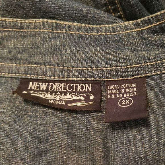 Jean Jacket grommets Womens New Direction 2X Nice - Picture 6 of 6
